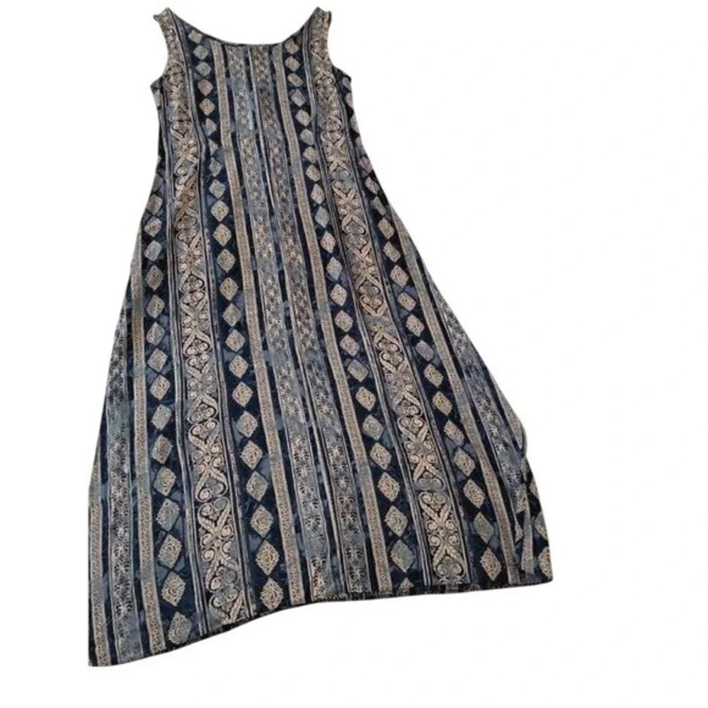 Marks & Spencer Vintage Maxi Dress Blue Paisley Boho Effortless Sleeveless M - Picture 6 of 16